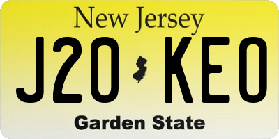 NJ license plate J20KEO