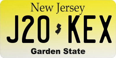 NJ license plate J20KEX