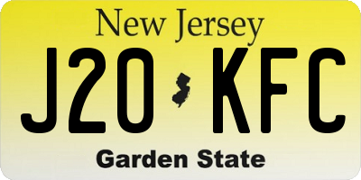 NJ license plate J20KFC