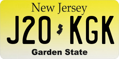 NJ license plate J20KGK