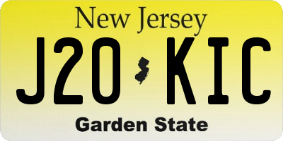NJ license plate J20KIC