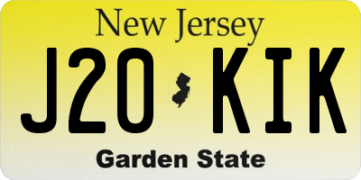 NJ license plate J20KIK