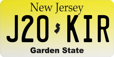 NJ license plate J20KIR