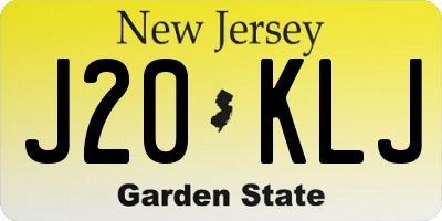 NJ license plate J20KLJ