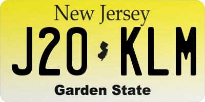 NJ license plate J20KLM