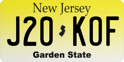 NJ license plate J20KOF