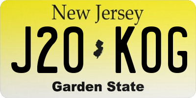 NJ license plate J20KOG