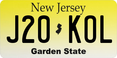 NJ license plate J20KOL