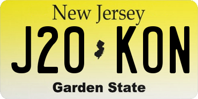 NJ license plate J20KON