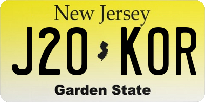 NJ license plate J20KOR