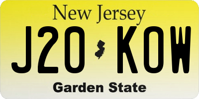 NJ license plate J20KOW