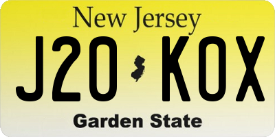 NJ license plate J20KOX