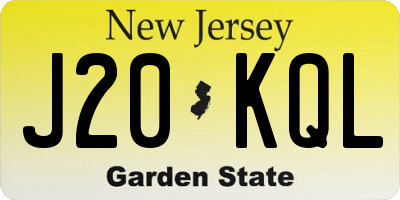 NJ license plate J20KQL