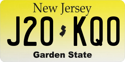 NJ license plate J20KQO