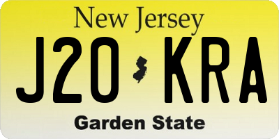 NJ license plate J20KRA