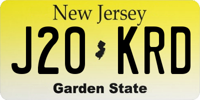 NJ license plate J20KRD