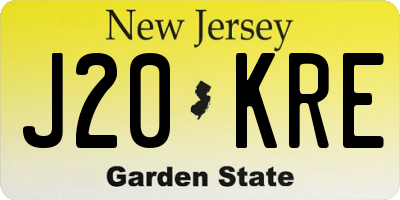 NJ license plate J20KRE