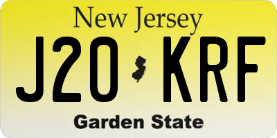 NJ license plate J20KRF