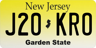 NJ license plate J20KRO