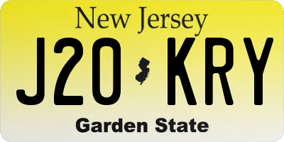 NJ license plate J20KRY