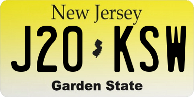 NJ license plate J20KSW