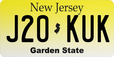 NJ license plate J20KUK