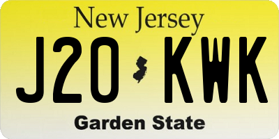 NJ license plate J20KWK
