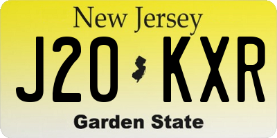 NJ license plate J20KXR