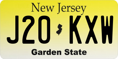 NJ license plate J20KXW