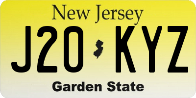 NJ license plate J20KYZ