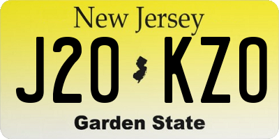 NJ license plate J20KZO