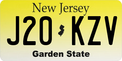 NJ license plate J20KZV