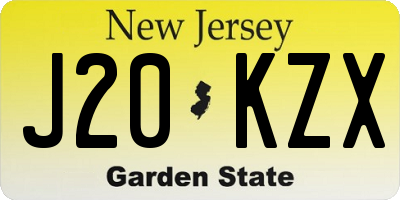 NJ license plate J20KZX