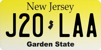 NJ license plate J20LAA
