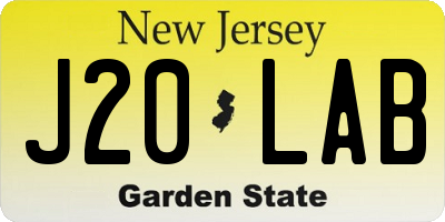 NJ license plate J20LAB