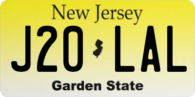 NJ license plate J20LAL