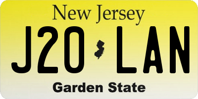 NJ license plate J20LAN