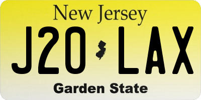 NJ license plate J20LAX