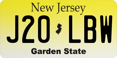 NJ license plate J20LBW