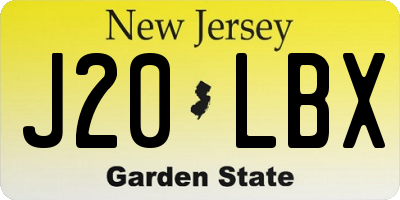 NJ license plate J20LBX