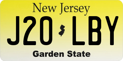NJ license plate J20LBY