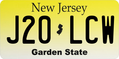 NJ license plate J20LCW