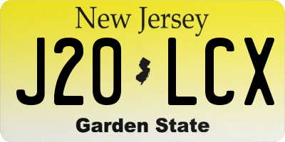 NJ license plate J20LCX