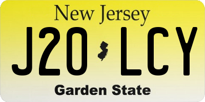 NJ license plate J20LCY