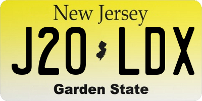 NJ license plate J20LDX