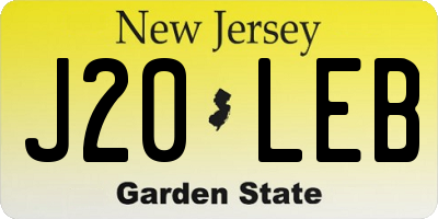 NJ license plate J20LEB