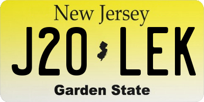 NJ license plate J20LEK