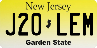 NJ license plate J20LEM