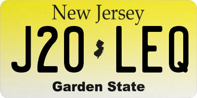 NJ license plate J20LEQ