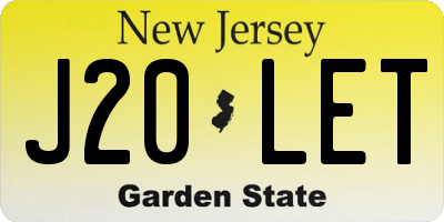 NJ license plate J20LET